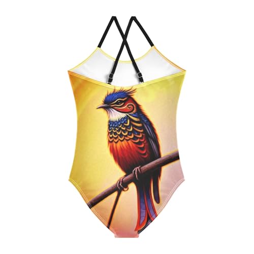 Colorful Bird Bathing Suit Toddler Girl Quick Dry Crossback Girls One Piece Swimsuits 3T2