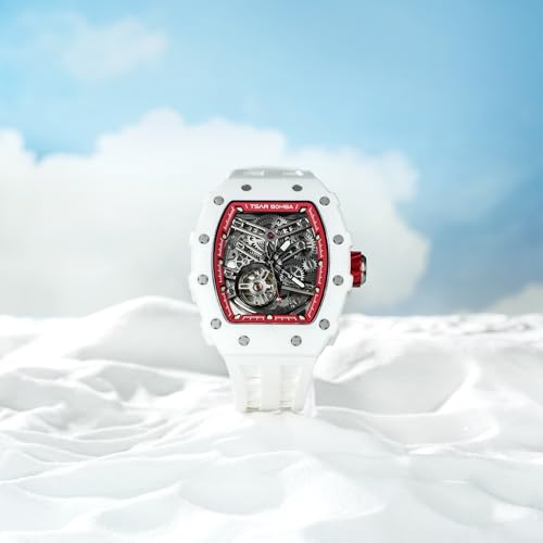 Image of TSAR BOMBA Mens Luxury Watch Automatic Watches for Men 50M Waterproof Japanese Mechanical Movement Tonneau Stainless Steel Case Sapphire Glass Big Face Cool Unique Fashion Gift Men