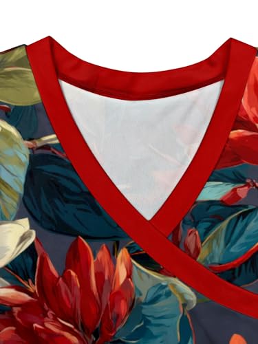 Image of SUZONANA Plus Size Dresses for Women Floral Print Maxi Dress Flowy 3 /4 Sleeve with Belt