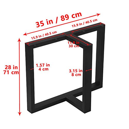 MBQQ Furniture Legs 28”Height 35”Wide Rustic Decory T Shape Table Legs,Heavy Duty Metal Desk Legs,Dining Table Legs,Industrial Modern, DIY Cast Iron Bench Legs by MBQQ - Image 5