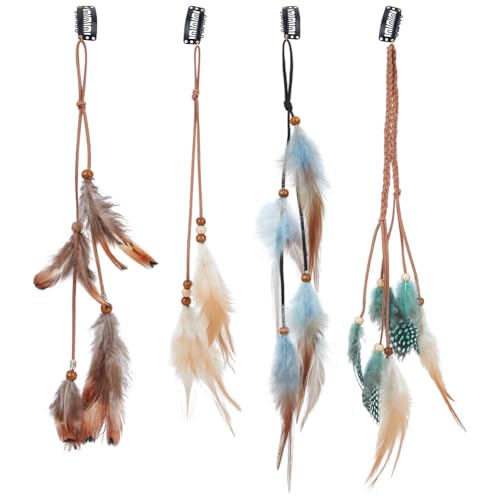 Extensiones de pelo de plumas hippie y accesorios bohemios para cosplay mujer
