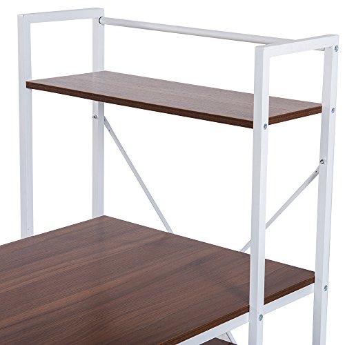 HOMCOM Schreibtisch Faltbarer Küchentisch Computertisch mit Bücherregal Arbeitstisch Bürotisch mit Regal Weiß… – Bild 7