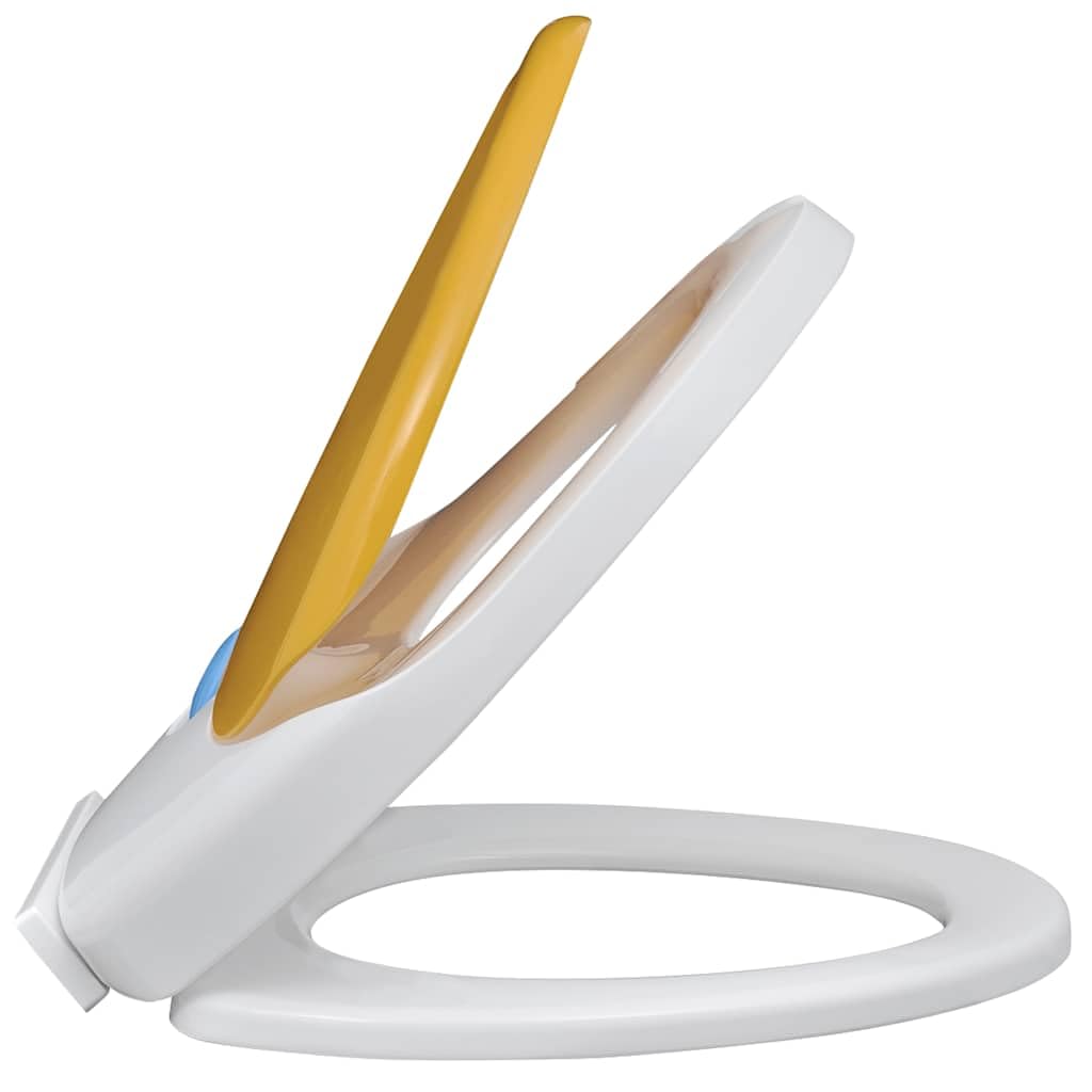 Sedile WC con abbassamento automatico, coperchio WC in plastica di polipropilene, rimovibile, con sedile per vasino, adatto a tutti i WC comuni, facile da montare