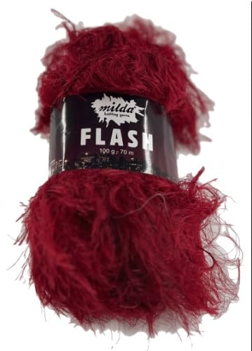 Eyelash Fluffy Furry Milda Flash Knitting Yarn 100g Ball (2175 Garnet Glow, 10 Ball)