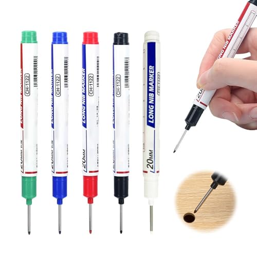 Catálogo para Comprar On-line Herramientas de marcado Top 5. 49 Marcador de Punta Larga para Agujeros Profundos, Marcador para Carpintería, Marcador de Construcción Colorido Impermeable, Herramienta de Marcado (Multicolor(5PCS))