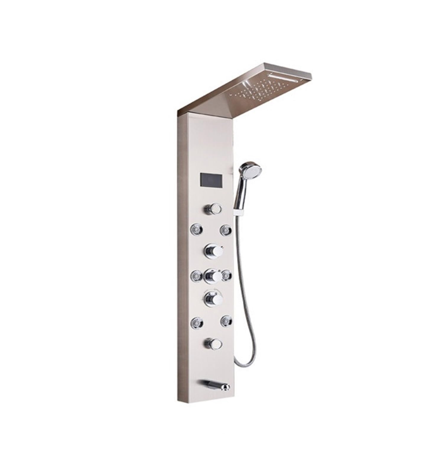 CVFRDD Shower Faucets ，Mixer Tap Black Bathroom Shower Panel， LED Shower Column with Digital Display(Brushed 8009)