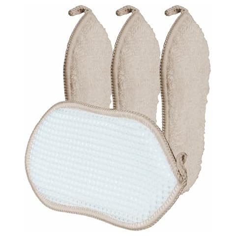 GUOYUANGLO Bamboo Fiber Kitchen Dish Sponge Heavy Duty Multipurpose Scrub Sponges for Dishes, Pots, Pans-Beige,4 Pack Cover