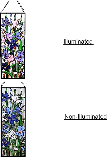 Chloe CH1P163PF32-GPN Lighting Sororia Tiffany Iris Design 11.5X31.5 Stained Glass Window Panel thumb #2