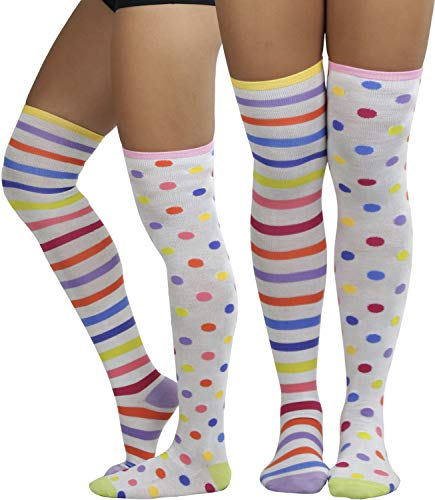 ToBeInStyle Women’s Fun Rainbow Harlequin Polka Dot Acrylic Socks3