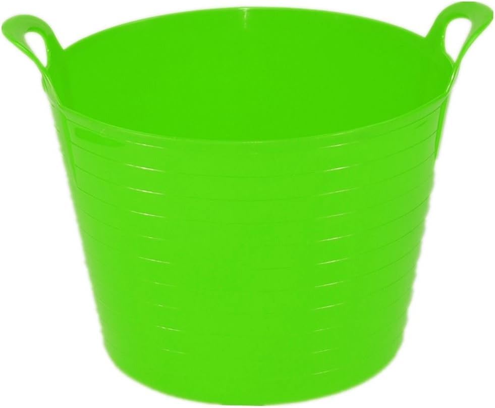 SPECTRAPLAST® 45 Liter Heavy Duty Large Flexi Tub Garden Home Flexible Colour Plastic Storage Container Bucket Flex Tub- MADE IN U.K. (LIME GREEN, 45 LITRES)