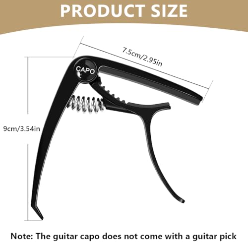 Image of HASTHIP Guitar Capo for Acoustic and Electric Guitar, Built in Picks Storage Alloy Guitar Capo with Protective Pad for Ukulele, Electric And Acoustic Guitars, Guitar Accessory
