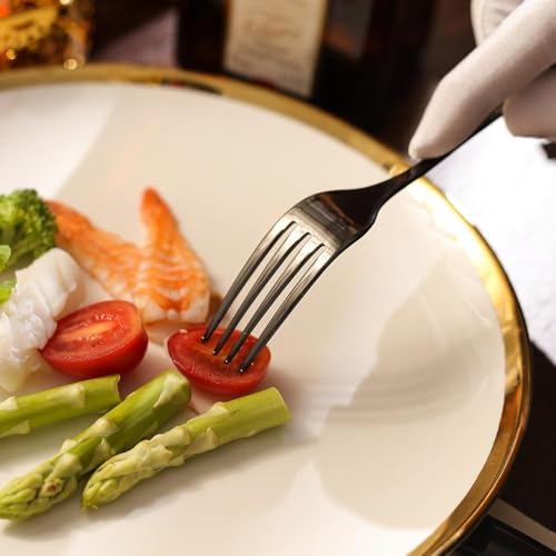 Image of Mirror Polished Black 20 Pcs Stainless Steel Cutlery Set for Dining Table, Dishwasher Safe Glossy Flatware (5 Spoon Set + 5 Forks Set + 5 Butter Knife + 5 Dessert Spoon)