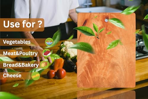 Image of LUMORA Solid Mango Wood Chopping Board | Single Piece Wooden Cutting Board| Knife-Friendly, Durable, Anti-Slip | for Vegetables, Fruits, Bread & Meat | Natural Finish (Thick& Premium (30x22cm))