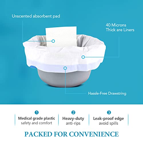 Commode Liners With Highly Absorbent Pads - [Pack Of 90] - Medical Grade - Leak-Proof - Bedside Commode Liners Disposable - Toilet Liners Disposable Adult #TOP2