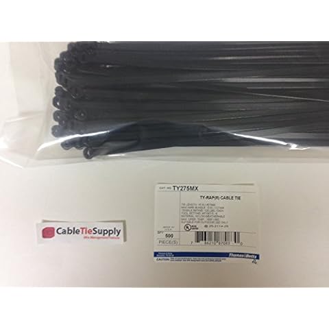 Thomas & Betts TY5275MX Cable Tie 120lb 18" Ultraviolet Resistant Black Nylon with Stainless Steel Locking Device Distributor Pack (50 Pack) Cover