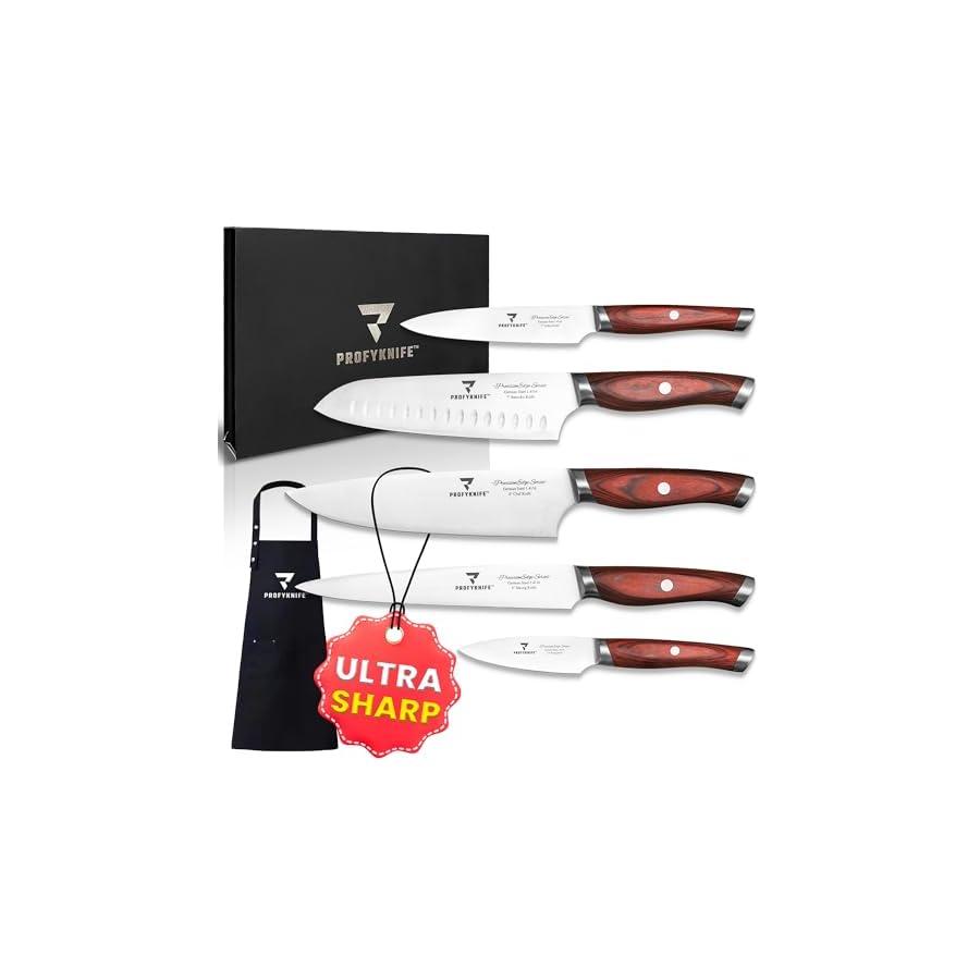 PrecisionEdge-5-Piece-Knife-Set-Ultra-Sharp-Japanese-Chef-Knife-Set-Professional-with-Ergonomic-Red-Pakkawood-Handles-Japanese-Kitchen-Knives-Sets-without-block-High-Carbon-Stainless-Steel PROFYKNIFE PrecisionEdge 5 Piece Knife Set Ultra Sharp Japanese Chef Knife Set Professional with Ergonomic Red Pakkawood Handles Japanese Kitchen Knives Sets without block High Carbon Stainless Steel