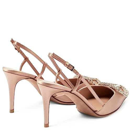 Image of BlingQueen Women Heeled Slingback Sandals Closed Pointed Toe Stiletto High Heels Patent Leather Pumps Slip-On Backless Evening Prom Party Dress Shoes
