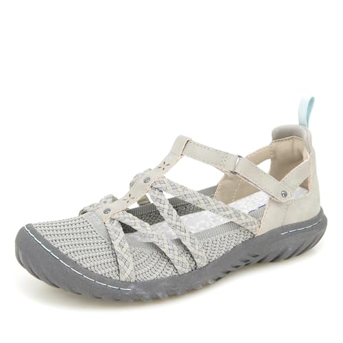 Jambu JBU Women's Juliana Mary Jane Flat, Light Grey/Gunmetal, 6