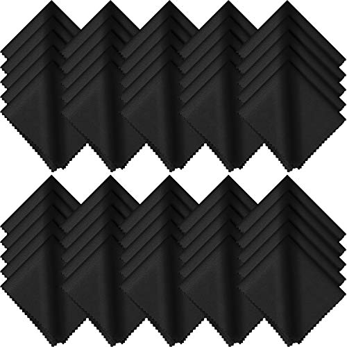 50 Pieces Microfiber Cleaning Cloths 7 x 6 Inch Screen Cleaning Cloths for Smart Phones Laptops Tablets Lens LCD Monitor TV Camera Eyeglasses Optical Cleaning Cloths (Black)