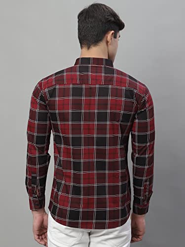 Image of Majestic Man Slim Fit Cotton Casual Check Shirt for Men