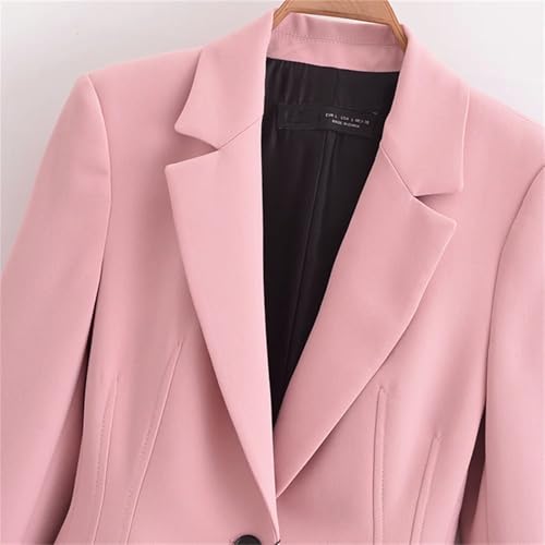 Women's Casual Solid Single Button Slim Blazer Jacket Lapel Pocket Long Sleeve Suit Coat3