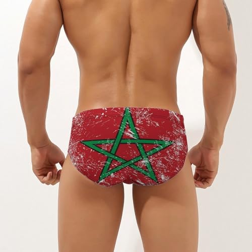 Morocco Vintage Flag Men's Swim Briefs Low Waist Bikini Swimsuit Underwear Beach Swimwear2