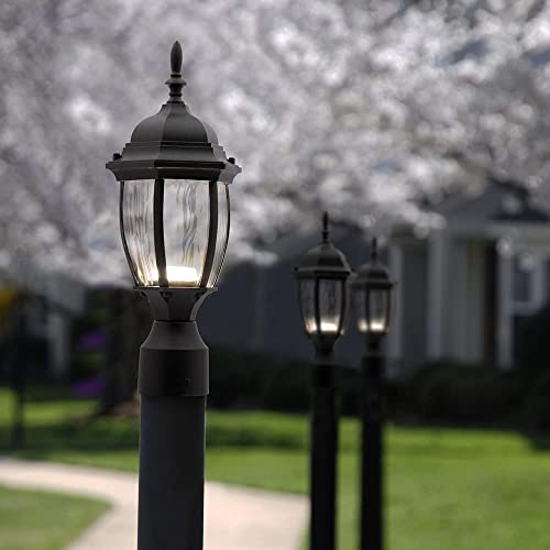 Maxxima Led Outdoor Post Light Pole Lantern With Clear Water Glass, Exterior Waterproof Post Mount Light, 900 Lumens, Driveway Post Light, 3000K Warm White #TOP5