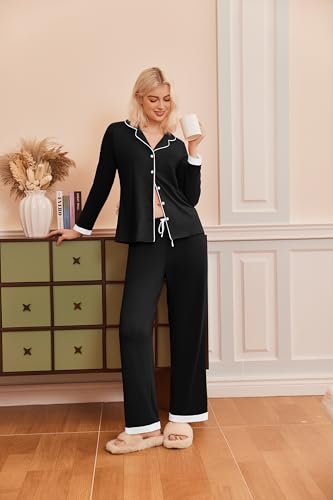 Ekouaer Pajamas for Women Set Long Sleeve Loungewear Button Down Pjs Sets - image 3
