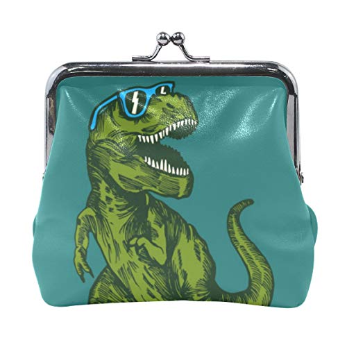 UNISE Vintage Purse Tourist Coin Purse Dinosaur PU Wallets Pouches Change Card Cases Kiss-Lock Buckle Wallet for Women Girls Men