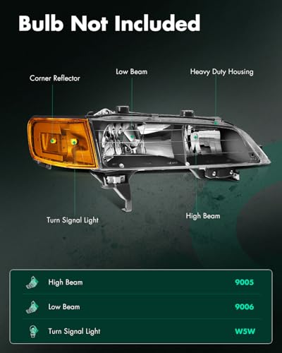 Image of SCITOO Headlights For Honda For Accord 1994-1997 Headlamps Black Housing Amber Reflector Clear Lens Driver and Passenger Side