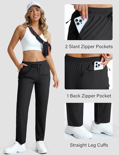 MAGCOMSEN Women's Hiking Pants Lightweight Quick Dry UPF 50 Water Resistant Elastic Waist Golf Travel Pants Zip Pockets4