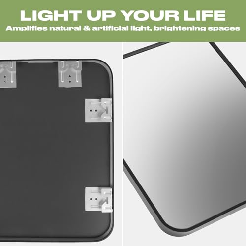 OHS Large Wall Mirror, Black Framed Bathroom Mirror for Wall in Bedrooms Living Rooms Hallways Decorative Home Accessories Clear Glass Metal Frame, 54 x 42cm - Image 2