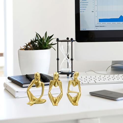 Estatuas decorativas modernas de resina dorada x3 miniatura 3