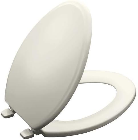 KOHLER K-4694-96 Ridgewood Molded-Wood with Color-Matched Plastic Hinges Elongated Toilet Seat, Biscuit Biscuit Elongated