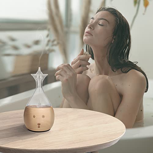 Pure Essential Oil Nebulizing Diffuser Made Of Blank Wood And Glass. Waterless Oil Diffuser, No Heat, No Plastic Oil Contact, Classic Decorative Aromatherapy Vaporizer For Home Or Healthcare Practice. #TOP7