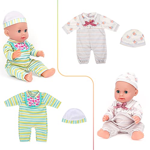 deAO Baby Doll Clothes & Accessories, 6 Sets - 12/13/14 Inch Doll Outfits & Underwear