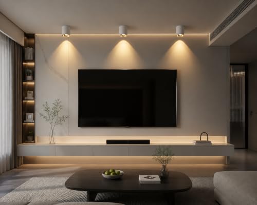 Image of 24W LED Dimmable White Ceiling Spot Light 4.92'' Aluminum CRI90 3000KCylinder Spotlight Indoor Modern Minimalist Focus White Ceiling Down Light Fixture for Living Room Hallway Foyer