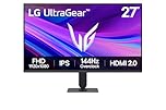 LG Ultragear G4 Gaming Monitor 27G411A-B, 27 Inch, 1080p, 144Hz Overclocked, 5ms, IPS Display, HDR 10, NVIDIA G-Sync Compatible & AMD FreeSync, Smart Energy Saving, DisplayPort, HDMI