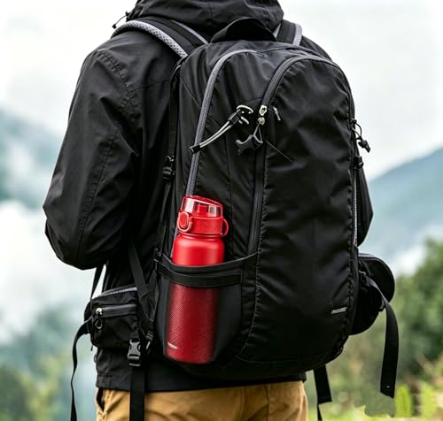 Image of GOPPUS 20 Oz Insulated Stainless Steel Water Bottle BPA-Free Sports Water Bottle, Great for Travel, with Chug Lid - Leak & Sweat Proof with Anti-Dust Lid(red)