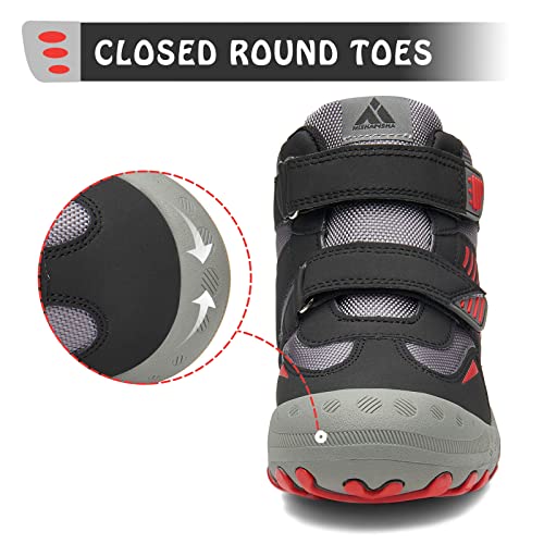 Mishansha Unisex-Child Outdoor Ankle Hiking Boots Boys Girls Trekking Walking Shoes with Hook and Loop3