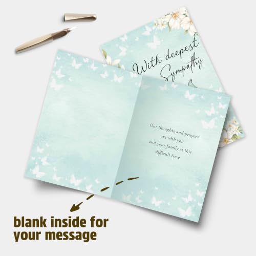 Image of Sympathy Card with Printed Message Inside, Condolence Card for Loss of Loved One, Heartfelt Thinking of You Cards, Bereavement Gift for Family Friend Coworker