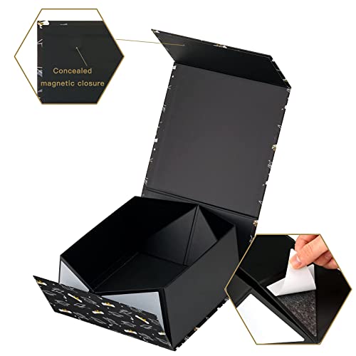 Wrapaholic Gift Box 8X8X4 Inches - Trencher Cap Design Gift Box With Lid, Collapsible Gift Box With Magnetic Closure And 2 Pcs Tissue Paper For Graduation, Party, Celebration #TOP2