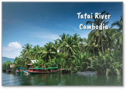 Traditional Jungle Boat at Pier on Tatai River in Cambodia, Fridge Magnet