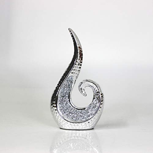 The Leonardo Collection Resin Stylish Silver Swirl Textured Diamonte Bling...