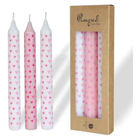 COMFORDER Printed Taper Candles Set with Hearts Cover