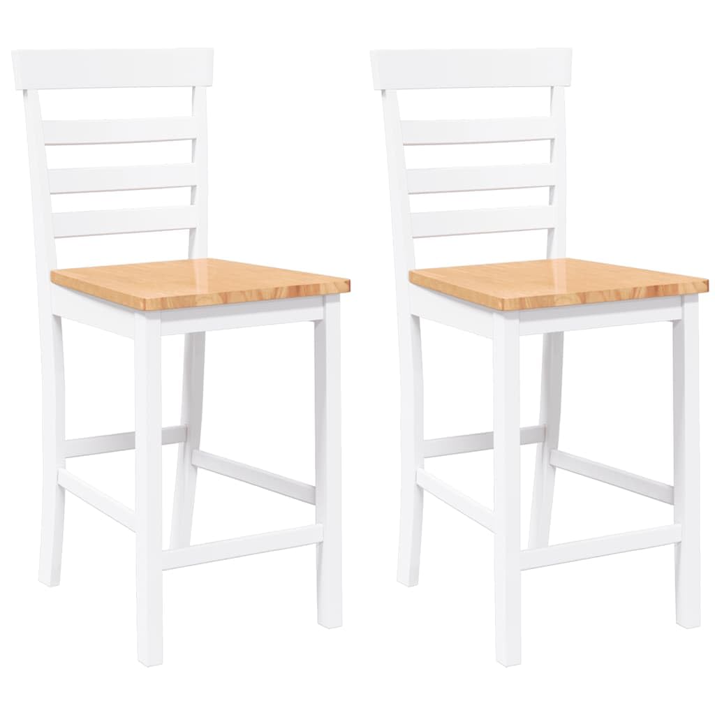 Tabourets de bar en bois d'hévéa massif d'ébénisterie blanc