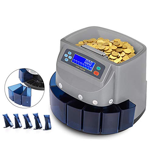 VEVOR Coin Counter 270 Coins/Min Coin Sorter LCD Display Screen Coin Counter Machine US Automatic Coin Counter Displays Total Value(270 Coins/Min,LCD)