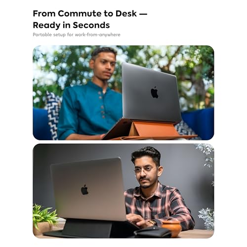 Image of TECHIE 3-in-1 Laptop Sleeve for 15-16 inch Laptops Midnight Black PU Leather Sleeve Convertible Stand Mouse Pad with Accessories Pouch
