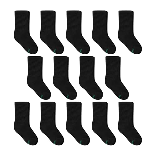 Image of Hanes Boys Socks, Crew, Ankle, & No Show, Stretch-Cotton Socks, Moisture-wicking, Cushioned, 12 & 14 Packs, Black White