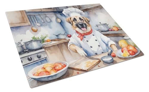 Caroline's Treasures DAC6191LCB Anatolian Shepherd The Chef Glass Cutting Board Decorative Tempered Glass Kitchen Cutting and Serving Board Large Size Chopping Board